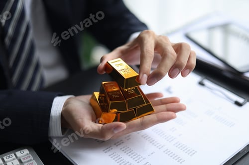 Preview: Gold investment. Strategic wealth management and secure gold commodity trading concept