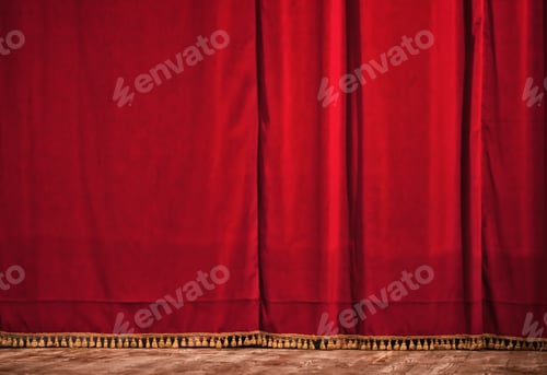 Preview: Closed red theater curtain