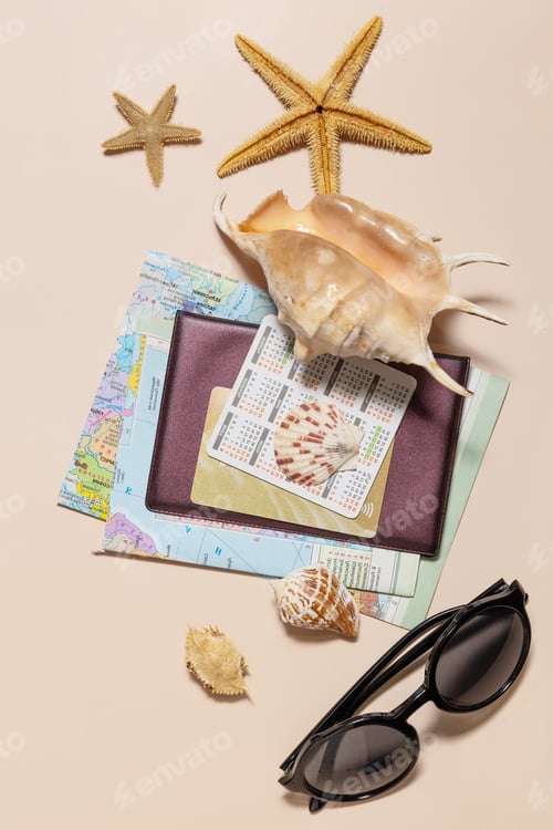 Preview: Minimal summer travel vacation concept.