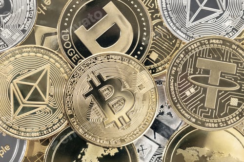 Preview: Cryptocurrency coins background