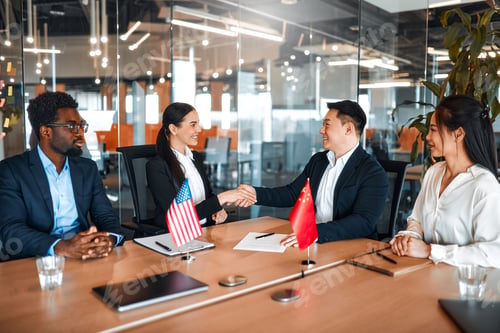 Preview: Diplomatic negotiations between countries in the office
