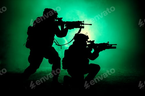 Preview: Two attacking soldiers surrounded flame and smoke