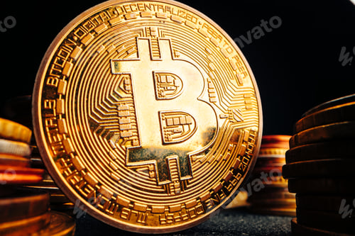 Preview: Close up photo of bitcoin crypto currency