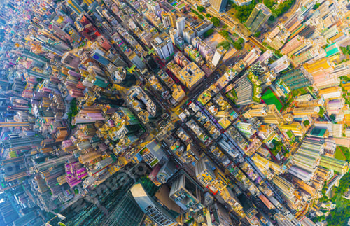 Preview: Hong Kong Downtown, China. Financial district in city in Asia. Skyscraper buildings
