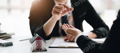Preview: Agents or Dealer delivers keys is the new home to a customer, deal mortgage, making an agreement