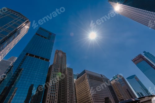 Preview: Chicago cityscape skyline looking up low angle view Chicago city architecture