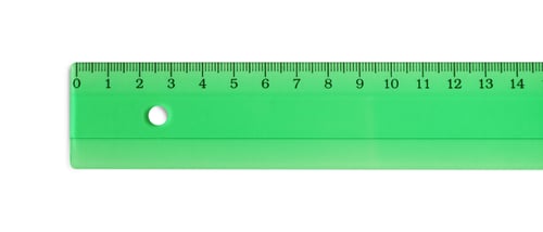Preview: Green ruler isolated on white, top view