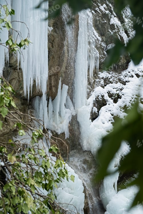 Preview: Icicles waterfall in the forest.