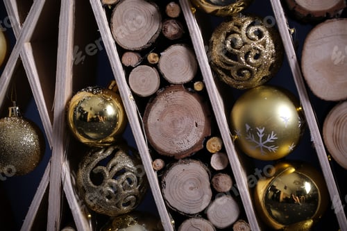 Preview: Christmas Tree Wooden Christmas Decorative Stands On A Dark Background
