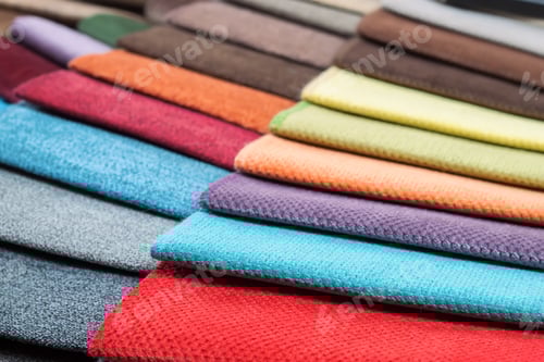 Preview: Colorful Fabric Swatches Stacked, Textile Design and Texture
