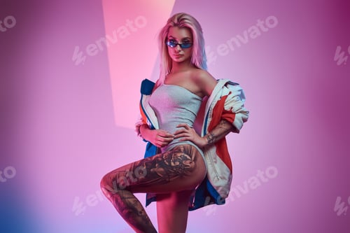 Preview: Portrait of beautiful model at photo studio