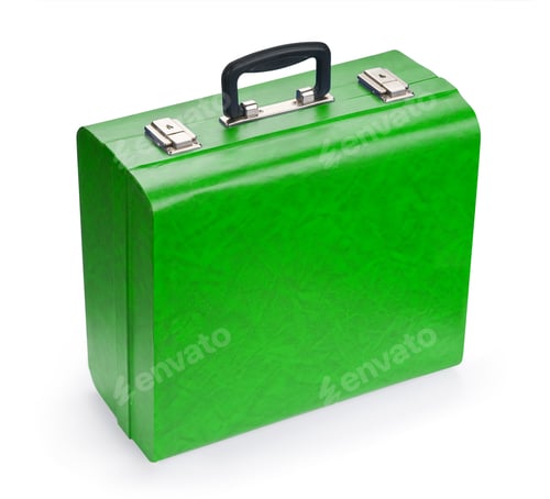 Preview: Green suitcase, isolated on white background