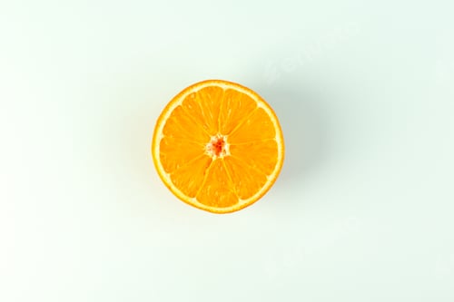 Preview: a top view sliced orange fresh ripe juicy mellow isolated piece on the white background fruit color