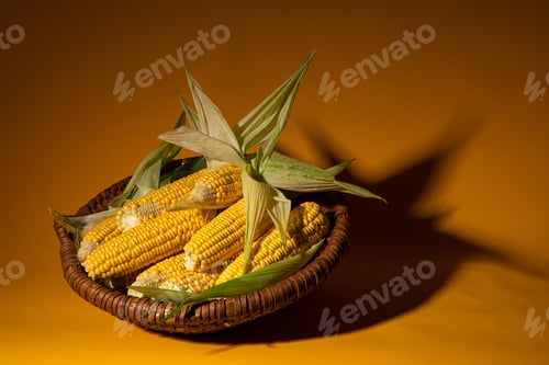 Preview: Fresh corn in a wicker basket