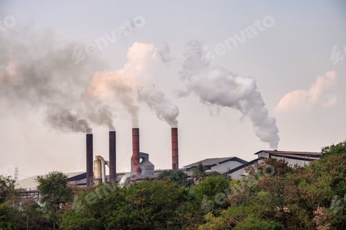 Preview: Industrial chimney with smoke pollution emission to sky