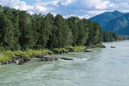 Preview: A wide, full-flowing mountain river with a fast current.