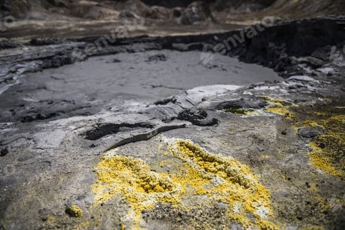 Preview: Yellow Sulphur at White Island Volcano, an active volcano in the Bay of Plenty, North Island, New Ze