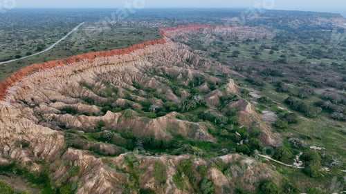 Preview: Stunning aerial view of the unique geological formations of Moon in Angola during daylight