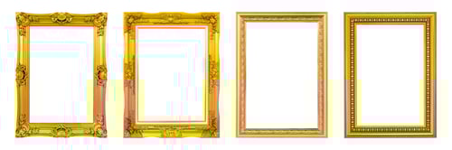 Preview: Golden frame vintage style for photo or painting isolated on white background, clipping path