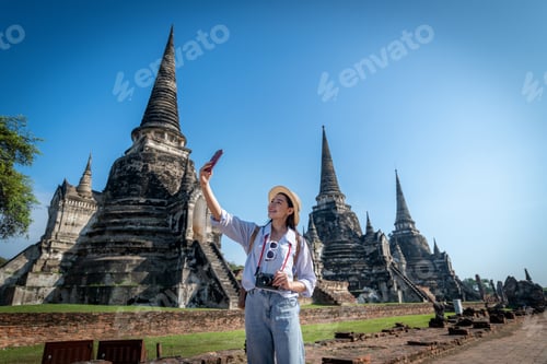 Preview: Portrait pretty young woman pose wearing beautiful dresses having fun and happy in famous the ancien