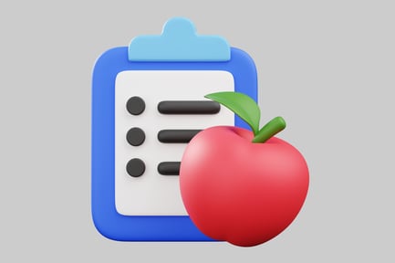 Preview: Red apple and clipboard icon