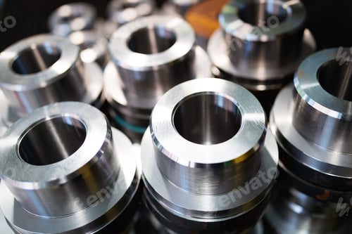Preview: Industrial background from metal parts produced in metal industry