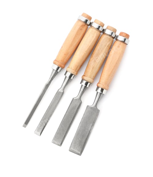 Preview: Modern chisels isolated on white. Carpenter's tools