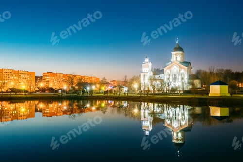 Preview: Evening View Of Alexander Nevsky Orthodox Church Behind Illumina