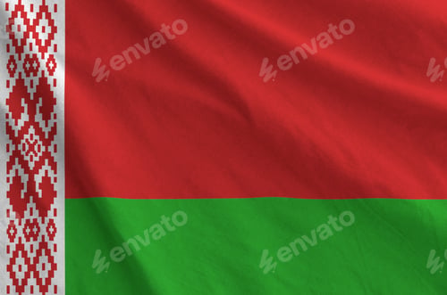 Preview: Belarus flag depicted on folded wavy fabric of old cloth