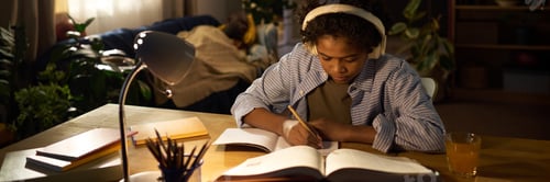 Preview: Listening to Music While Studying at Desk in Cozy Room