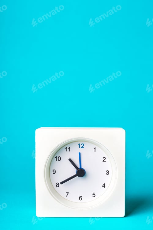 Preview: white clock on a blue background