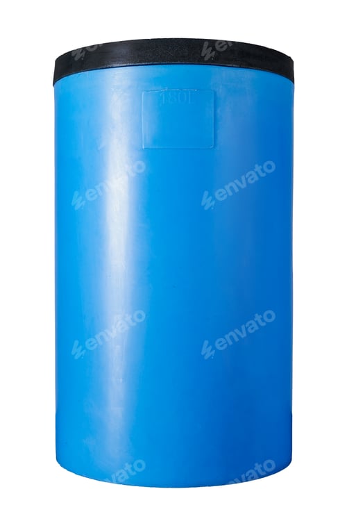 Preview: Blue plastic water tank isolated on white
