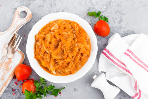 Preview: Cabbage stew. Cabbage braised in tomato sauce