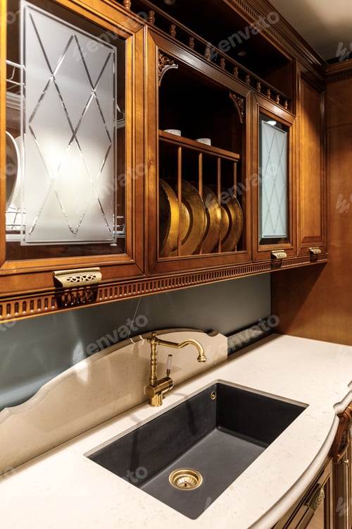 Preview: Interior of modern kitchen with vintage style sink