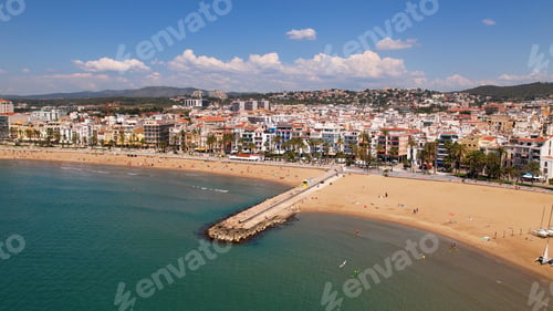 Preview: Aerial view of Sitges, a town near Barcelona in Catalonia, Spain