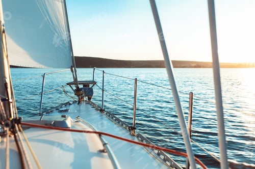 Preview: Luxury Yacht Sailing Across The Sea On Sunny Summer Day