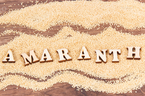 Preview: Inscription amaranth and seeds containing vitamins, minerals and fiber, healthy and gluten free food