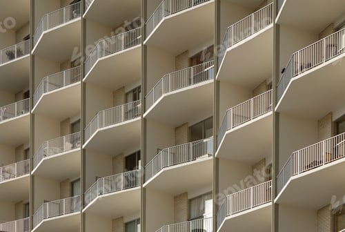 Modern High Rise Apartments with Balconies, Urban Living