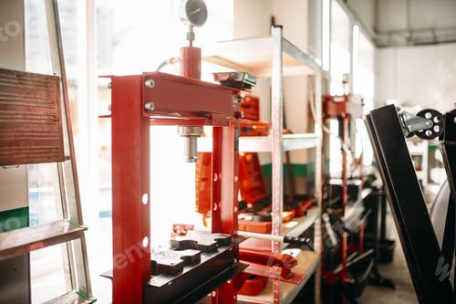 Preview: Hydraulic press in car service , nobody