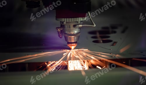 Preview: CNC Laser cutting of metal, modern industrial technology.