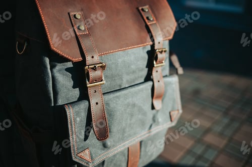 Preview: Closeup shot of a grey and brown rucksack