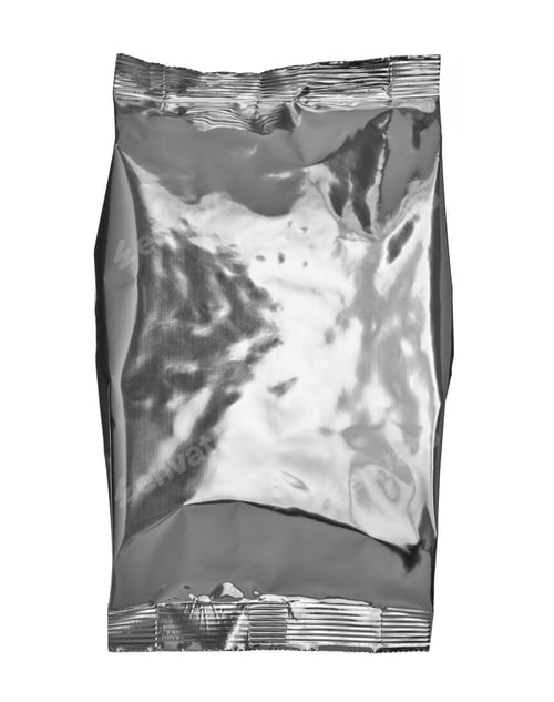 Preview: white silver aluminum paper bag package food template box background