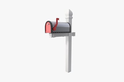Preview: Red corrugated mailbox on white post