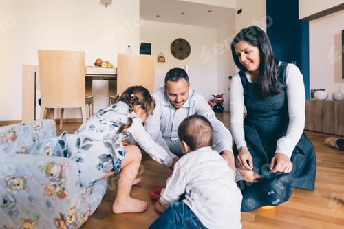 Preview: happy family indoor apartment playing together