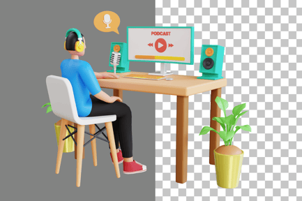 Preview: Listening Podcast 3D Illustration