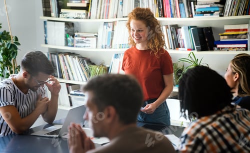 Preview: Collaborative process of multicultural skilled people during brainstorming meeting in office