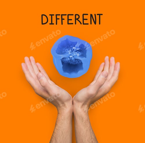 Preview: Conceptual Lifestyle Background. Male Hands Against Backdrop With Blue Colored Pepper Half And
