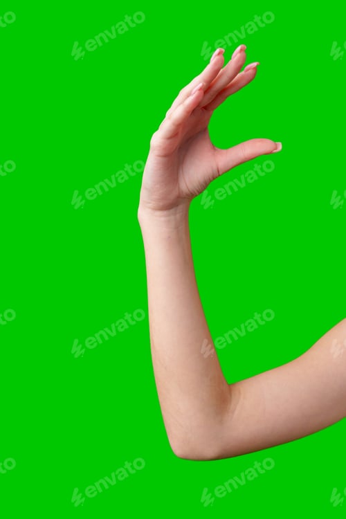 Preview: Female Hand Making Gesture Against Green Screen