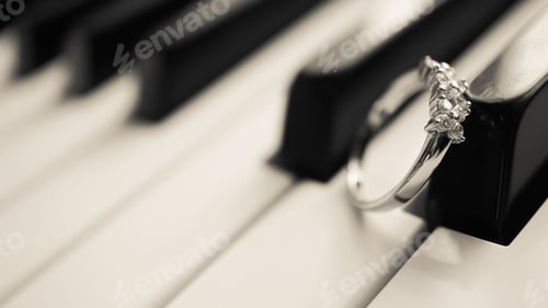 Preview: Ring And Piano For Wedding, Propose And Romantic Concept Background