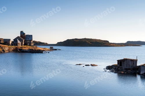 Preview: View of abandoned small house on the river bank.